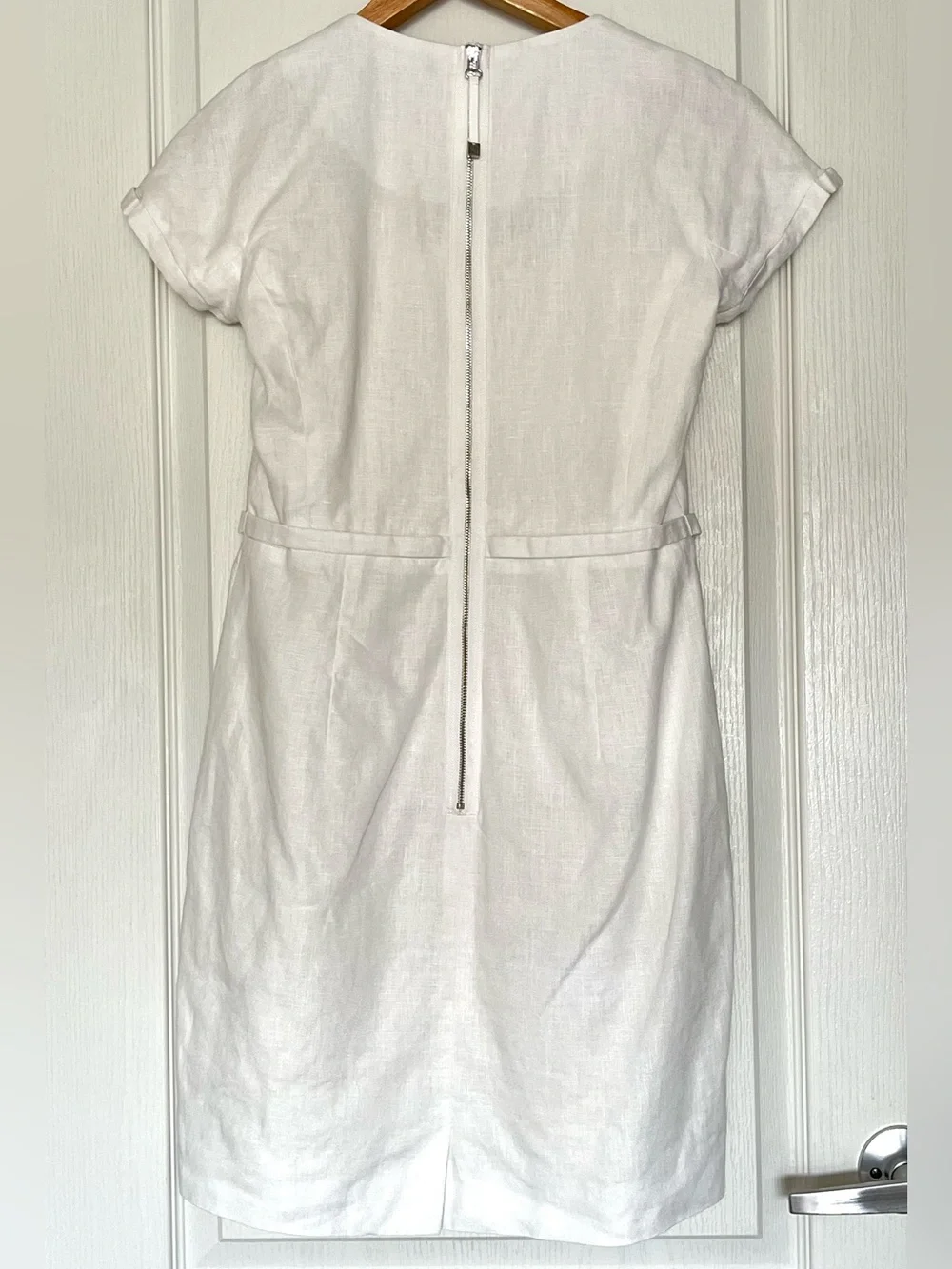Sandra Angelozzi 100% Linen White Square Neck Dress Fully Lined EU 36 US 6 - Picture 2 of 16
